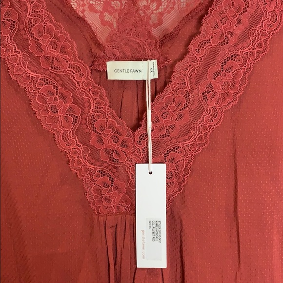 Rust lace v neck blouse - Picture 3 of 7